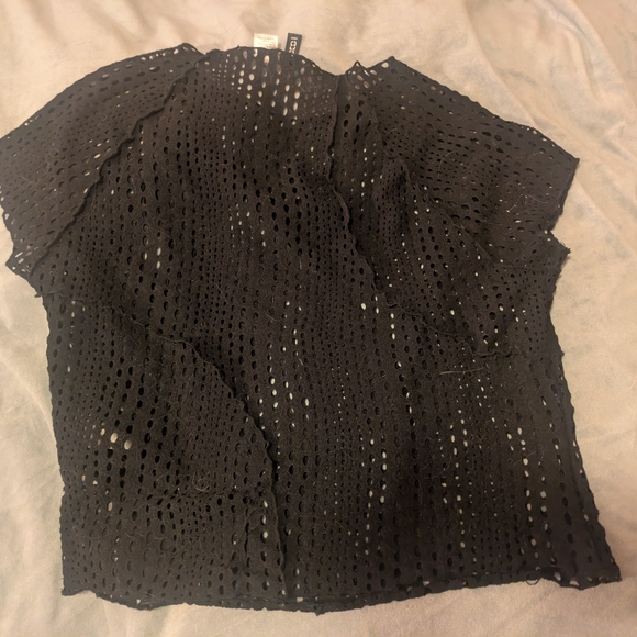 Goth Edgy Grunge Black Mesh Top Size Large - Picture 7 of 7